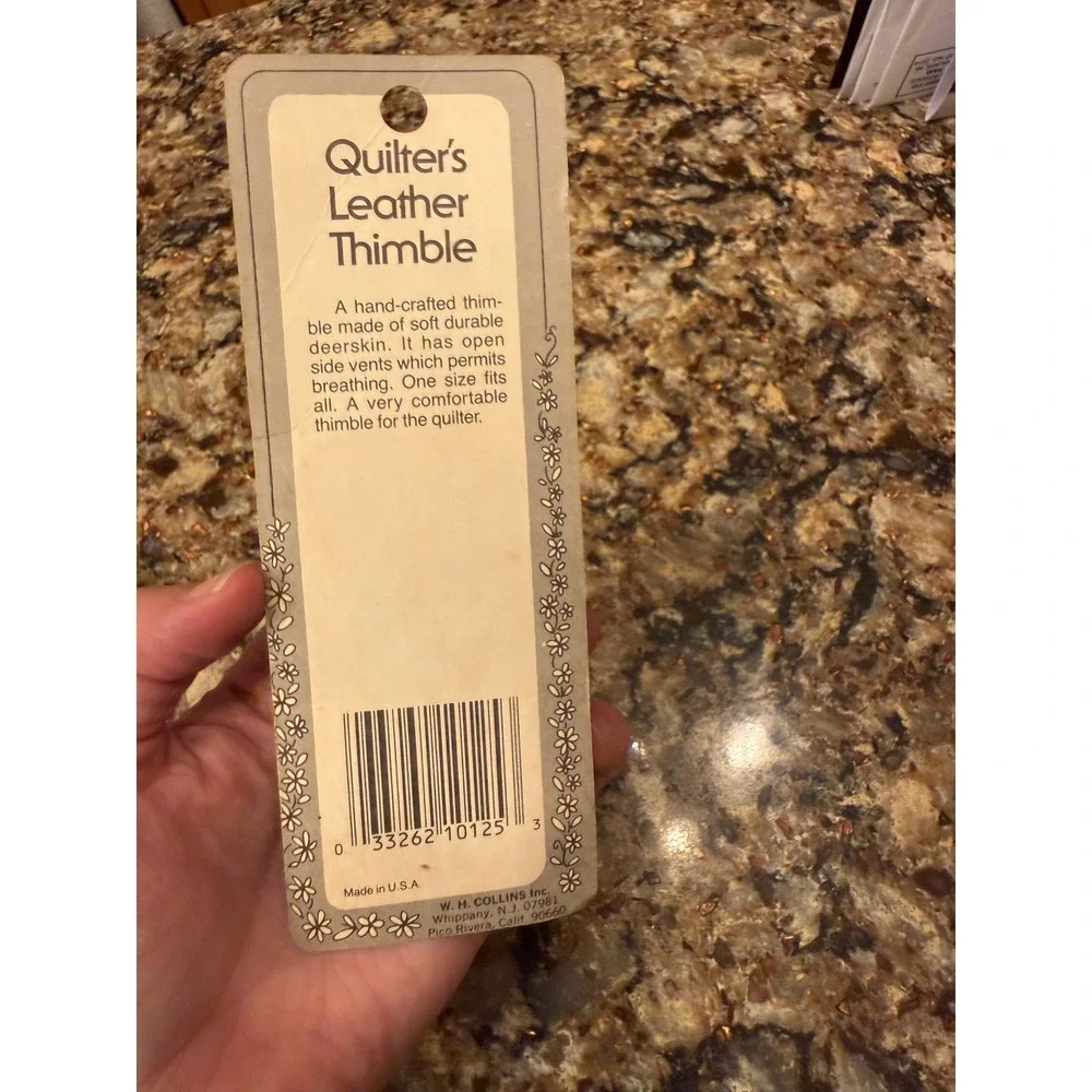 Vintage W.H. Collins Quilters Leather Thimble Deerskin One Size USA No. 125